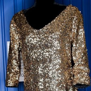 Metaphor gold sequin party dress